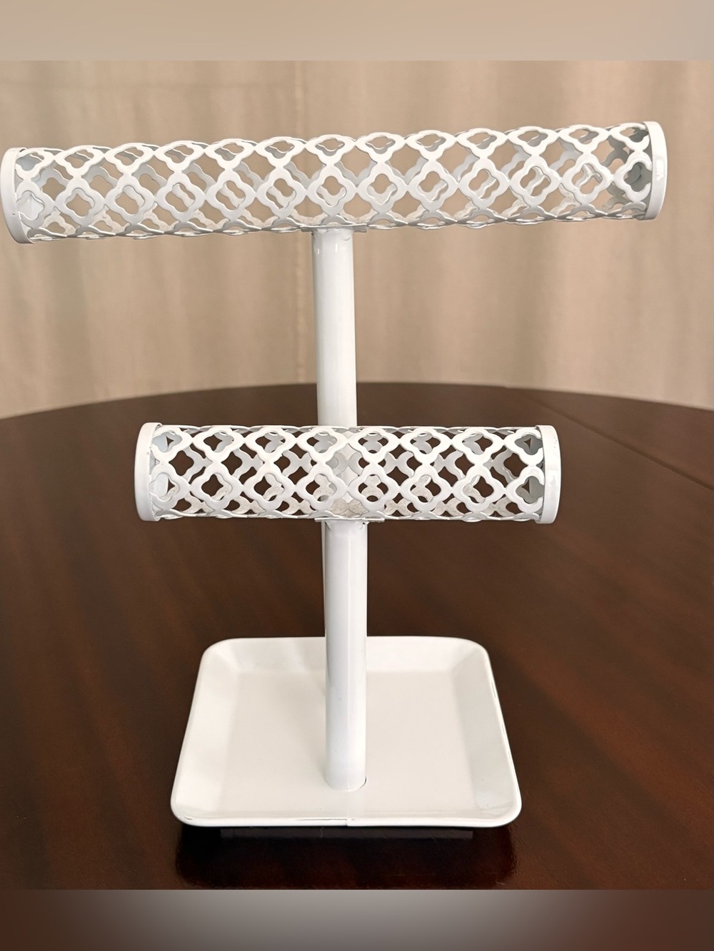 White Metal Two-Tier Jewelry T-Bar Stand
